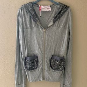 Beach Bunny Sequin Hoodie Grey Size LG